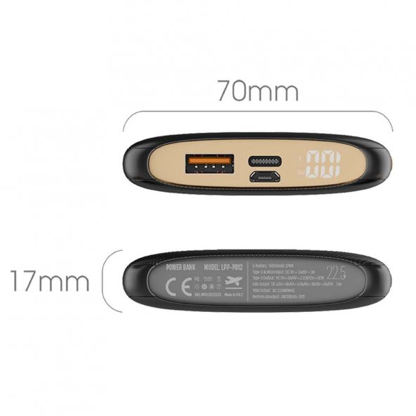 LinkTech PD12 Premium 10000 mAh PD 22.5W Süper Hızlı Powerbank Siyah - 6
