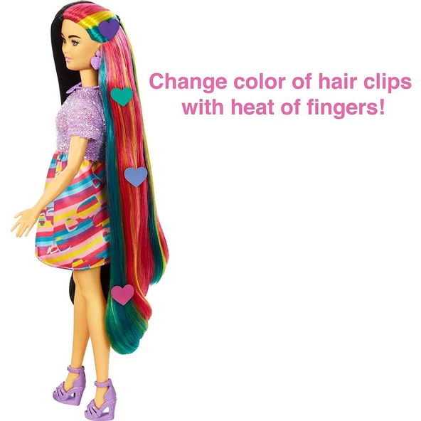 Orjinal Barbie Upuzun Muhteşem Saçlı Bebekler Ve Aksesuarları Siyah Saçlı Kalpli Barbie - 5