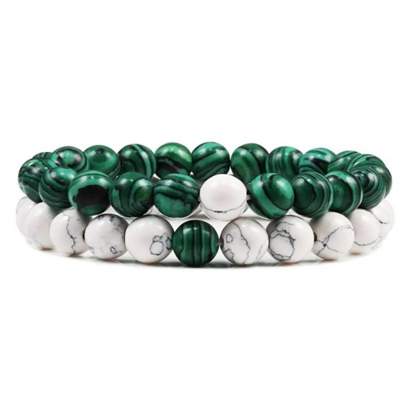 Havlit & Malahit Erkek İkili Doğal Taş Bileklik