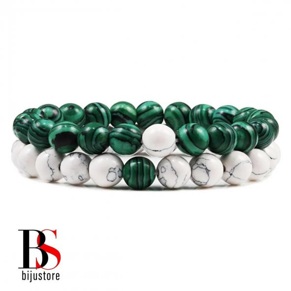 Havlit & Malahit Erkek İkili Doğal Taş Bileklik - 2