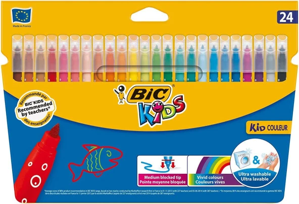 Bic Kids Couleur Ultra Yıkanabilir Keçeli Boya Kalemi 24 Renk