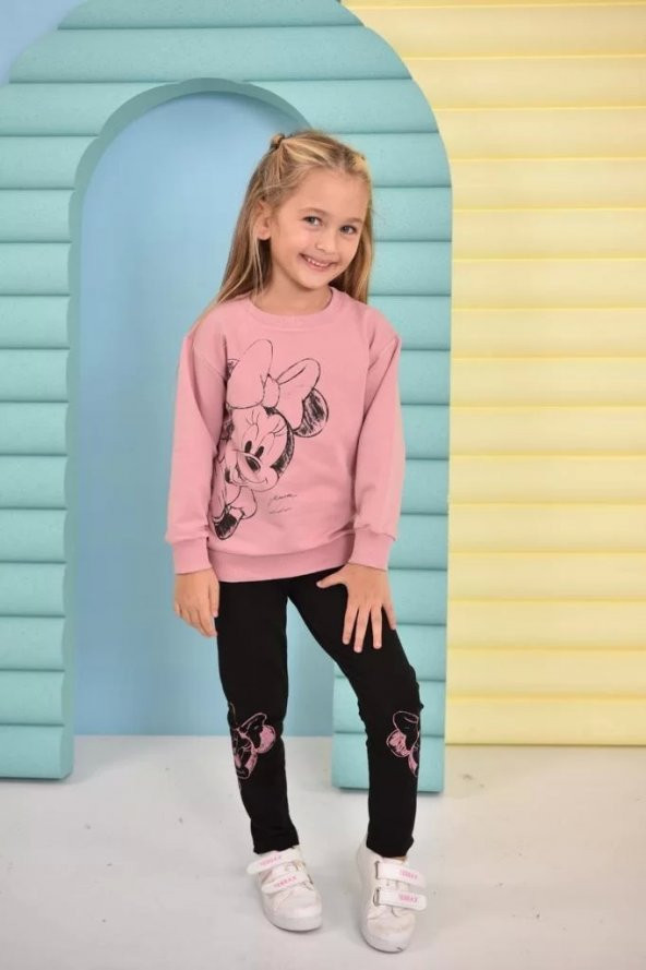 Minie Mouse Desenli Taytlı Takım Pudra