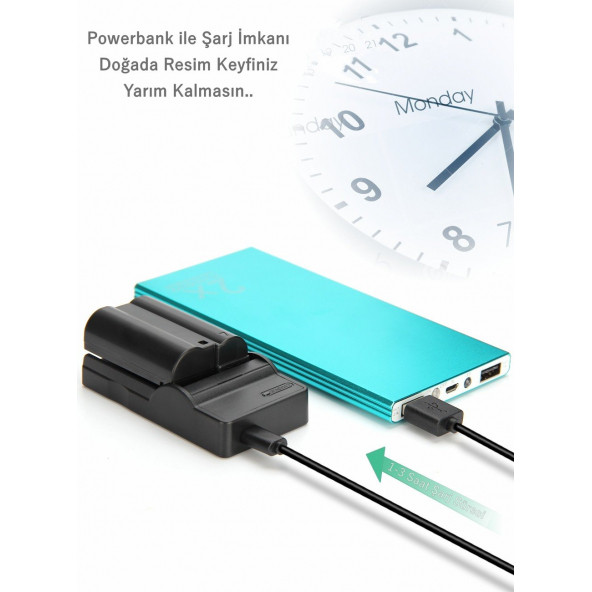 Nikon Mh-25 / EN-EL15 Batarya için USB Şarj Cihazı Powerbanktan şarj edilebilir model - 3