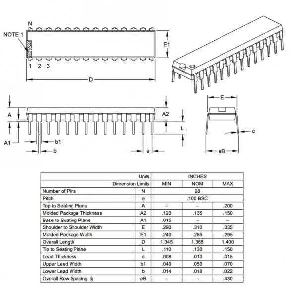 PIC16F876 20/SP SPDIP-28 8-Bit 20 MHz Mikrodenetleyici - 3