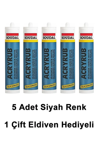 SOUDAL SİLİKONİZE MASTİK SİYAH 500 GR 5 ADET