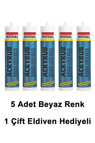 SOUDAL SİLİKONİZE MASTİK BEYAZ 500 GR 5 ADET