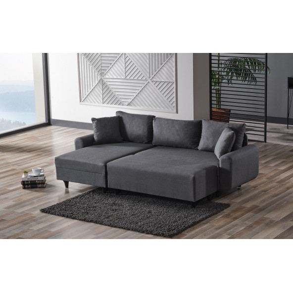KAGU CORNER FLAVİA KÖŞE TAKIMI PUFLU KOYU GRİ - 5