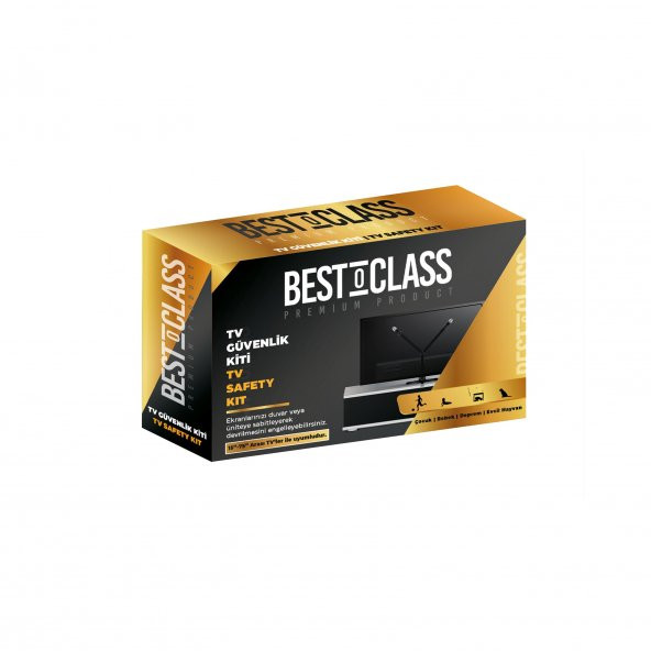 Bestoclass Premium Product Tv Güvenlik Kiti - 15" - 75" Tvler için uyumlu - Bebek, Deprem, Pets Güvenlik Kemeri ürün görseli 1
