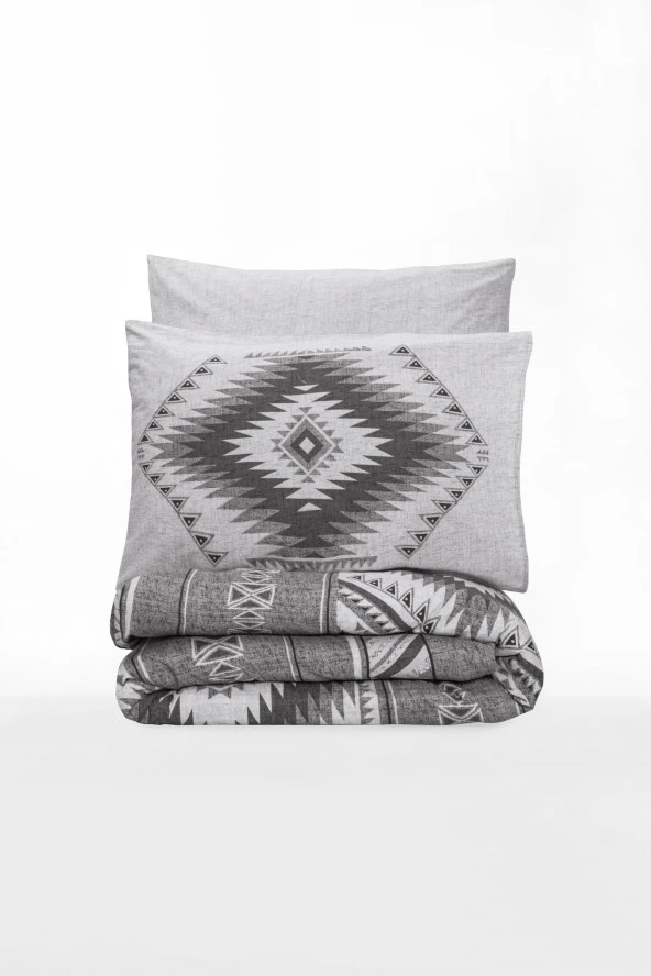 Cotton Box Ethnic Tek Kişilik Nevresim Takımı Delos Antrasit - Resim 3