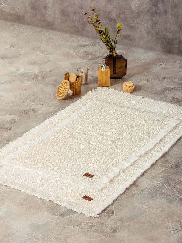 Cotton Box Bath Rug Set Krem 75x125 60x90