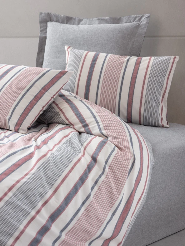 Cotton Box Natureforce İpliği Boyalı Tek Kişilik Nevresim Takımı Duo Mavi - Resim 2