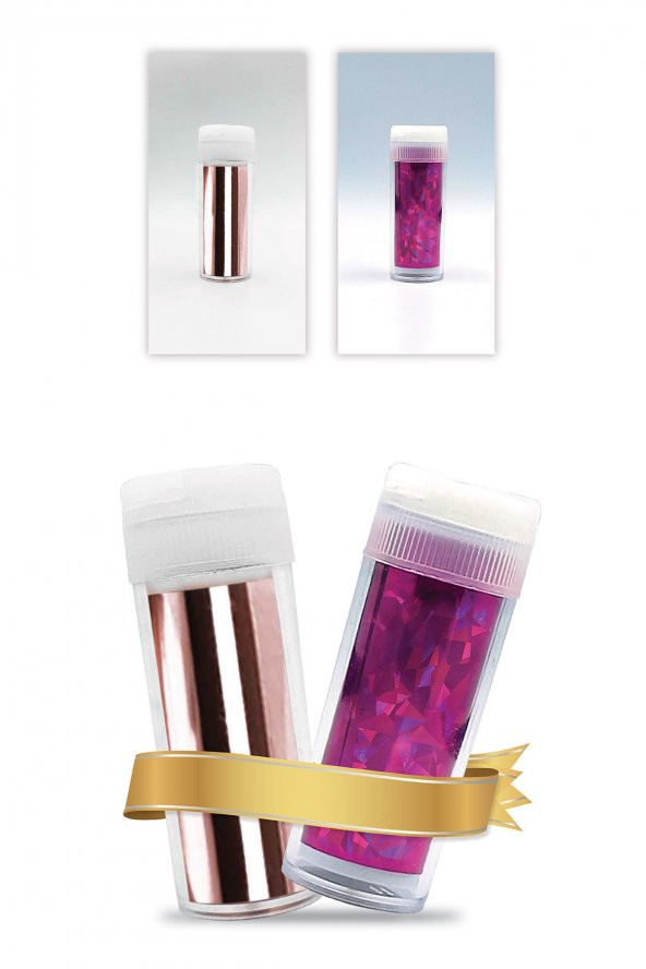 Rose Gold , Fuşya 2li Set,Transfer Tırnak Dövmesi ART-591
