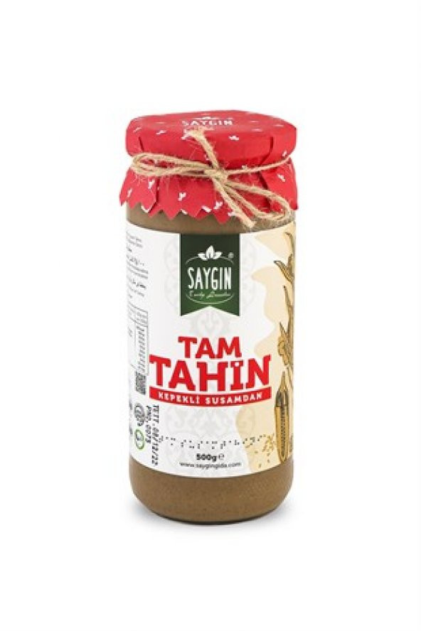 SAYGIN Kepekli Tam Susam Tahini 500 Gr Cam Kavanoz