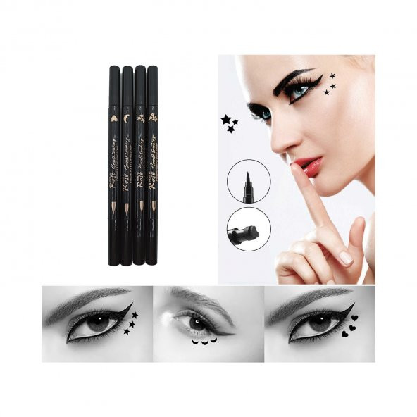 Mst Cosmetic Çift Fonksiyonlu Bir Tarafı Kalem Bir Tarafı Yıldız Baskılı Eyeliner  EYE45675