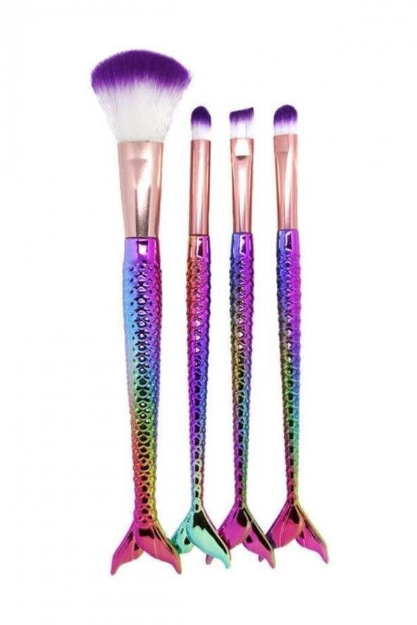 Mst Cosmetic  Balık Fırça Seti 4Lü Renkli