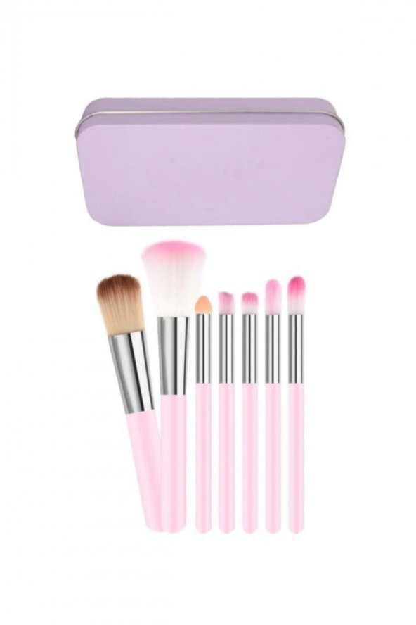 Metal Kutulu Pembe 7li Fırça Seti FS7