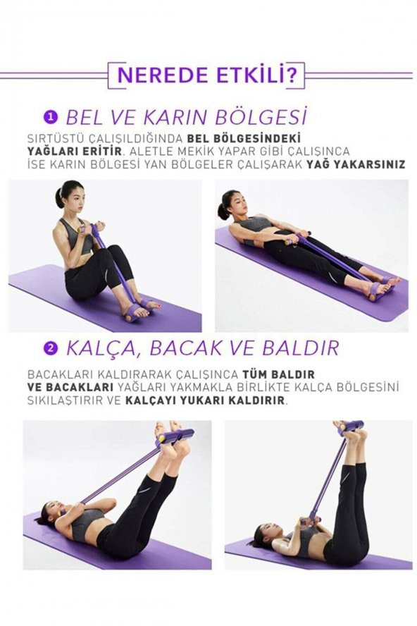 Body Trimmer Egzersiz Aleti El Ayak Egzersiz 4lü Direnç Lastiği Mavi Renk Karın Aleti - 3