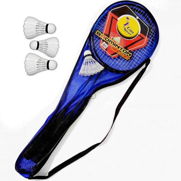 Çantalı Bedminton Seti 2 Raket 3 Top Badminton Seti Mavi Renk