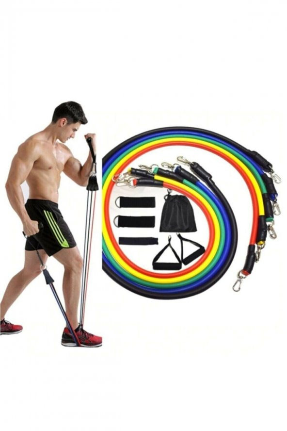 pekial 11 Parça Egzersiz Direnç Lastiği Seti Kapı Arası - 2