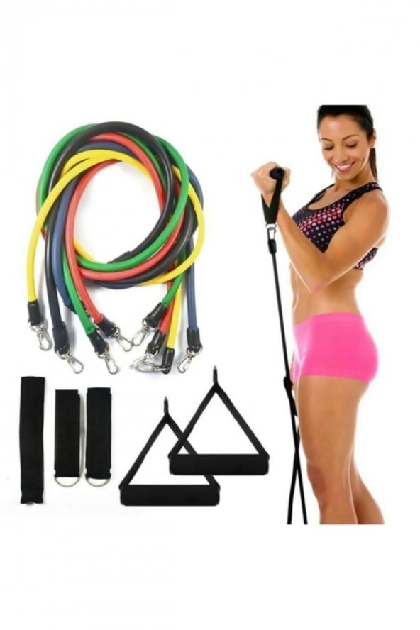 pekial 11 Parça Egzersiz Direnç Lastiği Seti Kapı Arası - 3