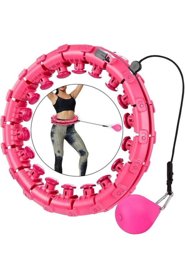 Akıllı Hulahop Çemberi 24 Parçalı 360 Derece Ayarlanabilen Masajlı Zayıflama Spor Halkası Pembe Ren ürün görseli 1