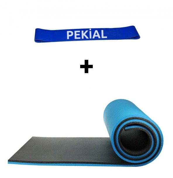 Çift Taraflı Yoga Minderi Ve Spor Matı 16 mm + Orta Sert Aerobik Direnç Bandı Pilates Seti