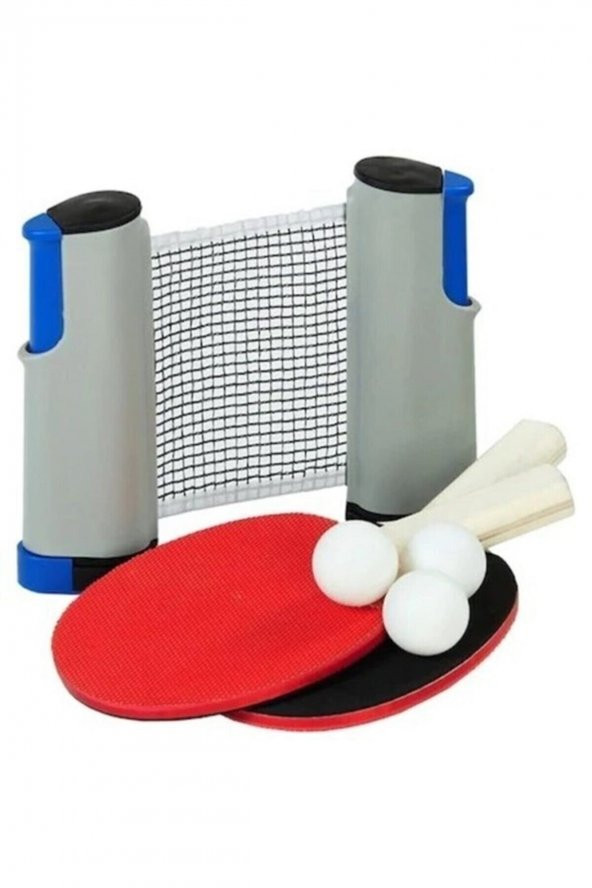 Mekanizmalı ayarlanabilir Masa Tenisi Filesi + 2 Raket 3 top Set - 2