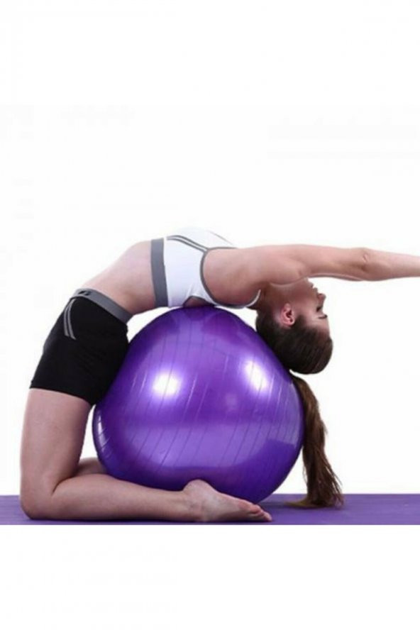 pekial 65 Cm Mor Pilates Topu Ve Şişirme Pompası, Yoga Plates Egzersiz Topu Ball - 2