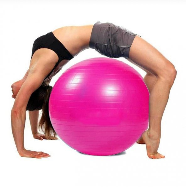 65 cm Pembe Pilates Topu Yoga Pilates Egzersiz Topu Şişirme Pompası Hediyeli