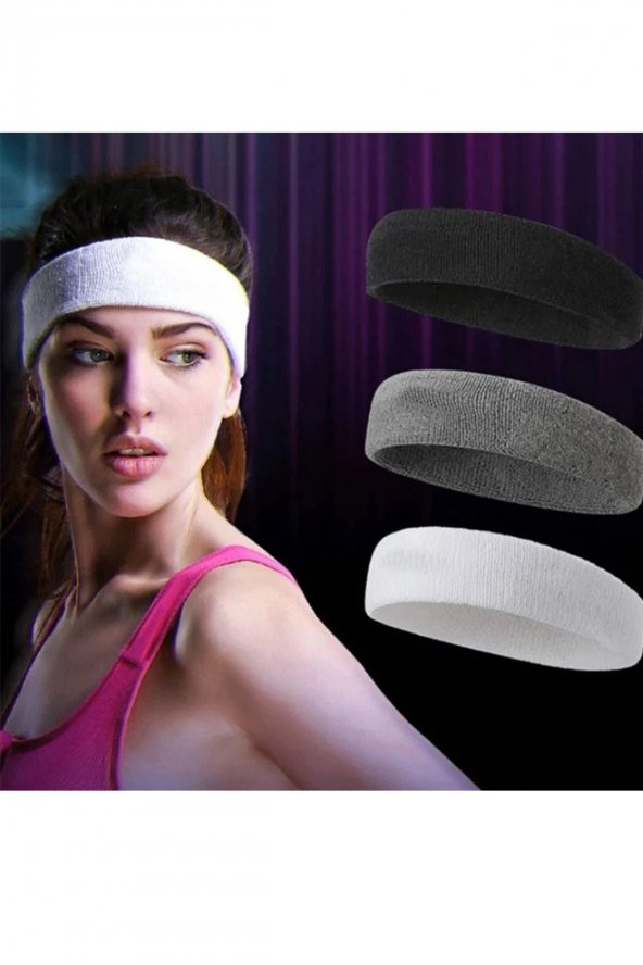 SLİPT Sporcu Havlu Kafa Bandı Ter Bandı Headband Tenis Saç Bandı - 3