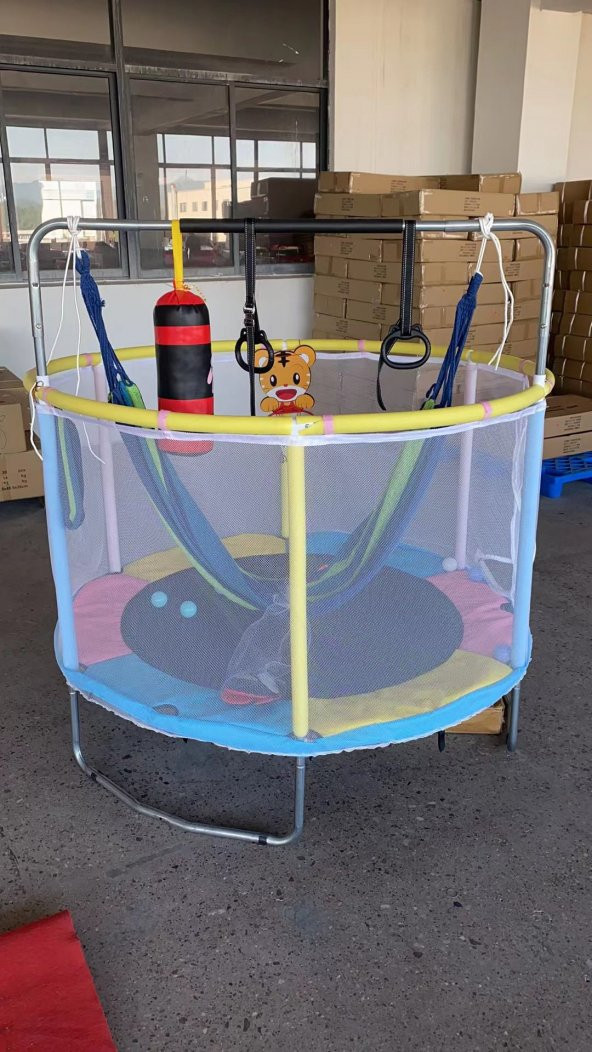 150 cm 60 inç Güvenlik Fileli Ekstra Hediyeli Büyük Boy 5 ft Çocuk Trambolini ürün görseli 1