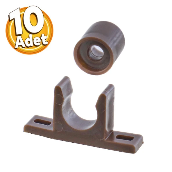 Mobilya Dolap Kapak Tutucu Plastik Çıt Çıt Kahverengi (10 ADET)