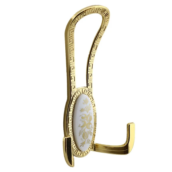 Palmira Portmanto Vestiyer Duvar Askısı Metal Dolap Elbise Askılığı Gold Beyaz Desenli - Resim 2