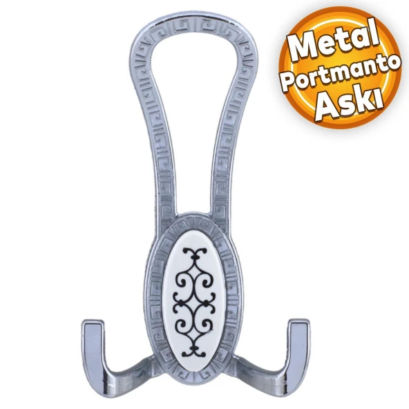 Palmira Portmanto Vestiyer Duvar Askısı Metal Dolap Elbise Askılığı Krom Beyaz Desenli
