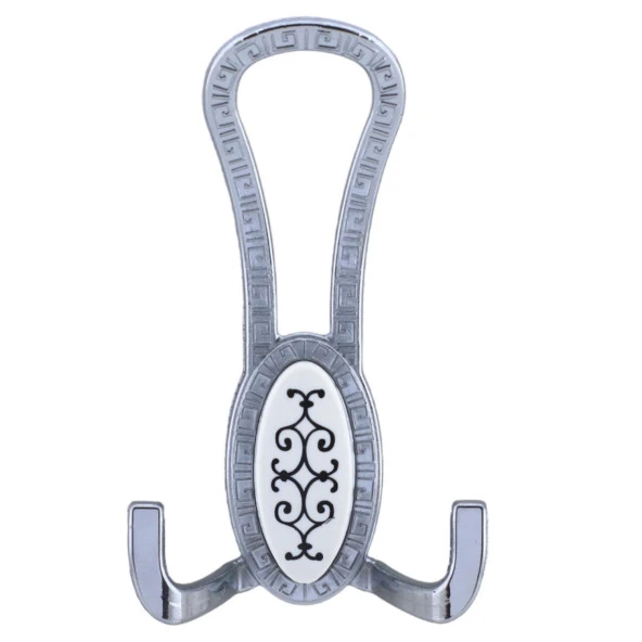 Palmira Portmanto Vestiyer Duvar Askısı Metal Dolap Elbise Askılığı Krom Beyaz Desenli - Resim 6