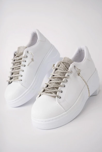 Muggo Reina Kadın Garantili Günlük Yürüyüş Rahat ve Tarz Kalın Taban Bağcıklı Sneaker Spor Ayakkabı - 6