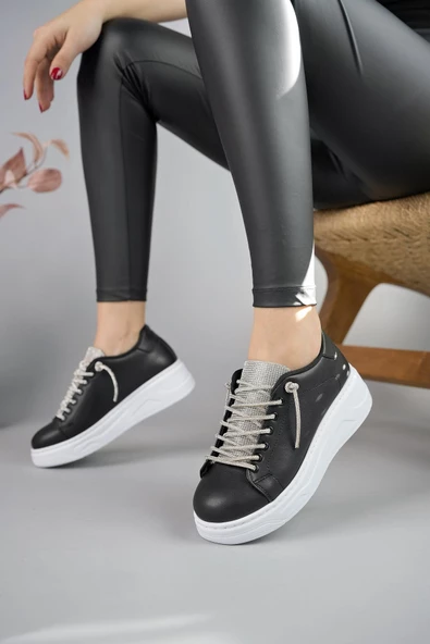 Muggo Reina Kadın Garantili Günlük Yürüyüş Rahat ve Tarz Kalın Taban Bağcıklı Sneaker Spor Ayakkabı - 9