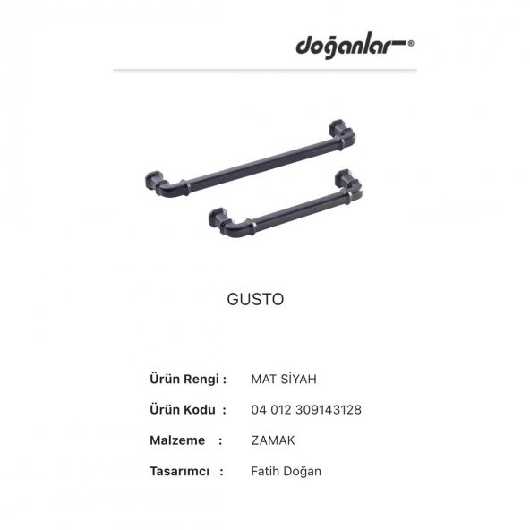Doğanlar Gusto 192 mm Mobilya Kulp Olifka Mat Siyah - 3