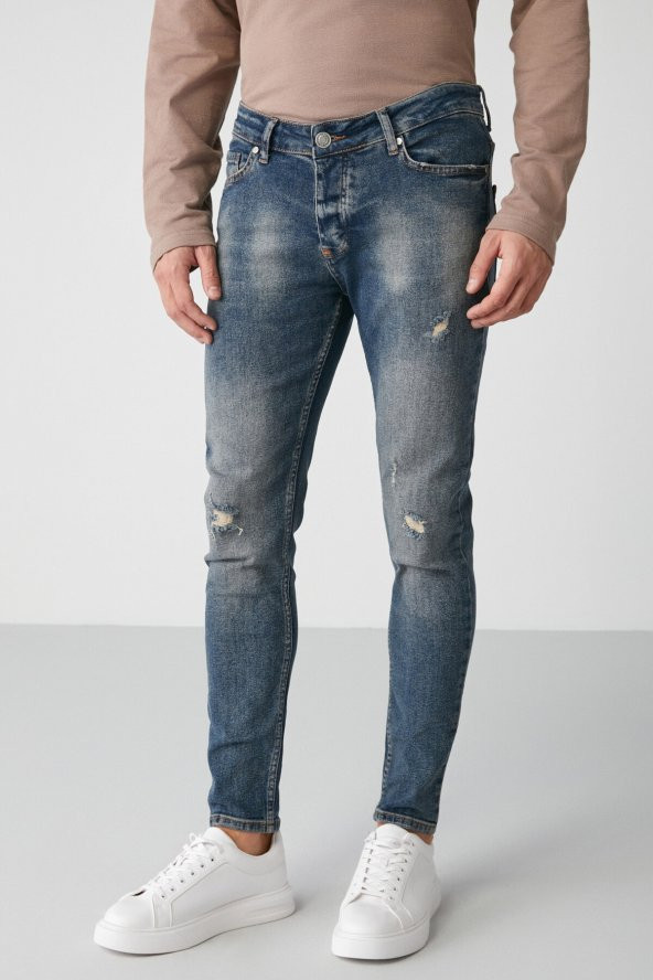 GRIMELANGE Faır Relaxed Skinny Lacivert Jeans