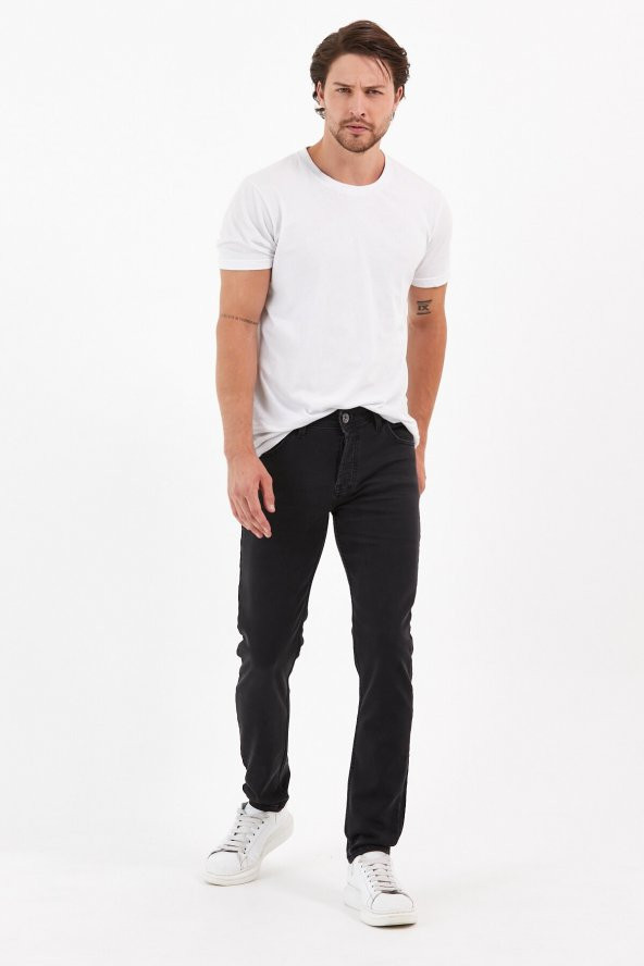 Digital Jeans Örme Hamur Kumaş Dar Kesim Erkek Taşlamalı Füme Renk Kot Pantolon - 2