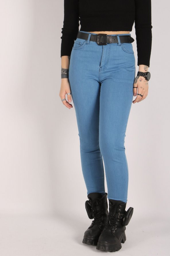 vikings line Yüksek bel jeans Vikings Line Kadın Slim Pantolon denim kumaş