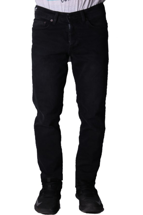 vikings line ERKEK JEANS - Esnek DENİM PANTOLON - SİYAH KOT Boru paça