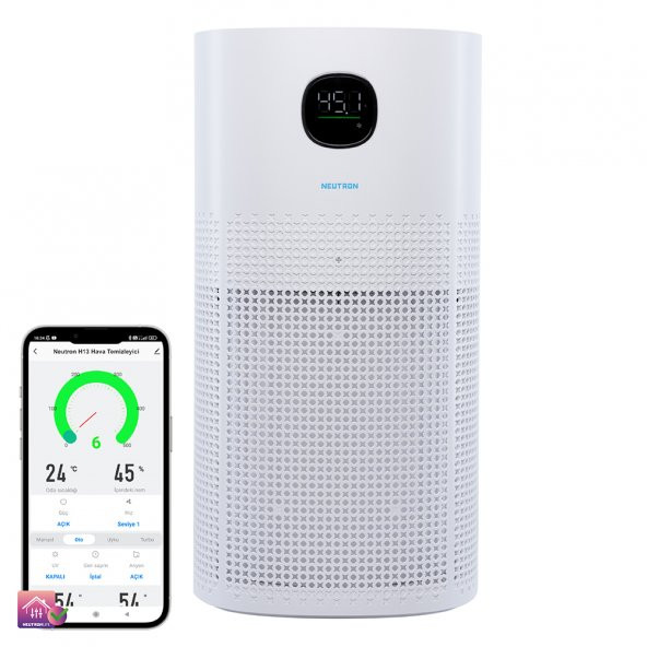 Neutron Air Purifier H13 Hepa Filtre Akıllı Hava Temizleyici Beyaz