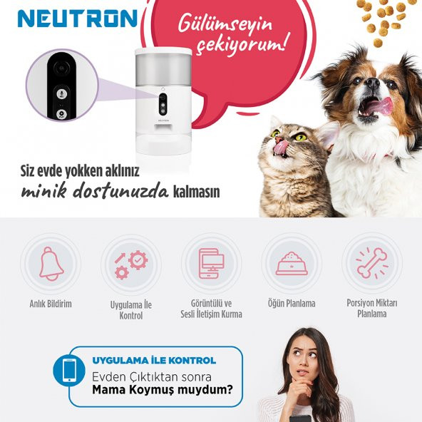 Neutron Kameralı Ve Sesli Akıllı Mama Kabı Wi-Fi Destekli - Smart Pet Feeder - App İle Kontrol - 4