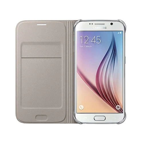 Samsung Galaxy S6 Flip Wallet (Tekstil) Orjinal Altın EF-WG920BFEGWW (Outlet) - Resim 3