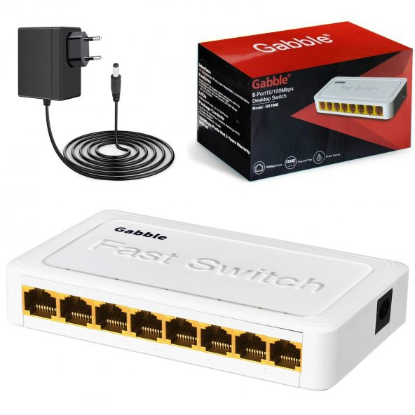 Ethernet Swıtch Hub 8 Port 10/100mbps Gabble Gab-swc08