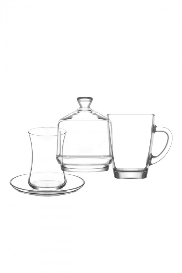 Lav sohbet 19 parça set kupa - çay bardağı tabağı seti takımı - 2