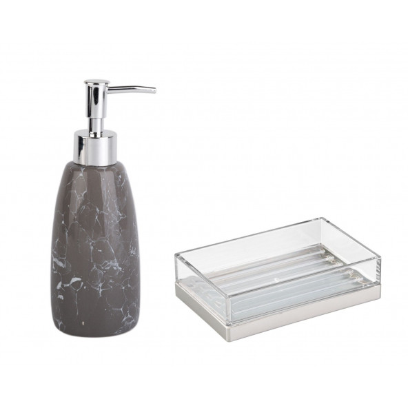 ZBOSP-C303 SIVI SABUNLUK VE SABUNLUK 2 Lİ BANYO SETİGRİ MODEL - Resim 2