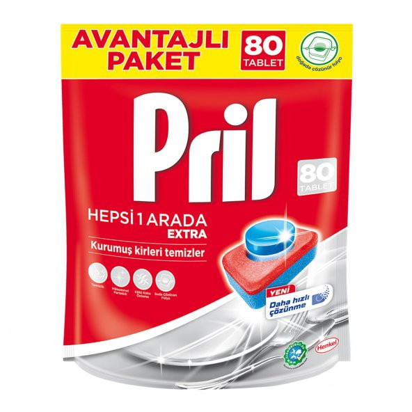 Pril Hepsi Bir Arada Extra Bulaşık Makine Deterjanı 80 Tablet