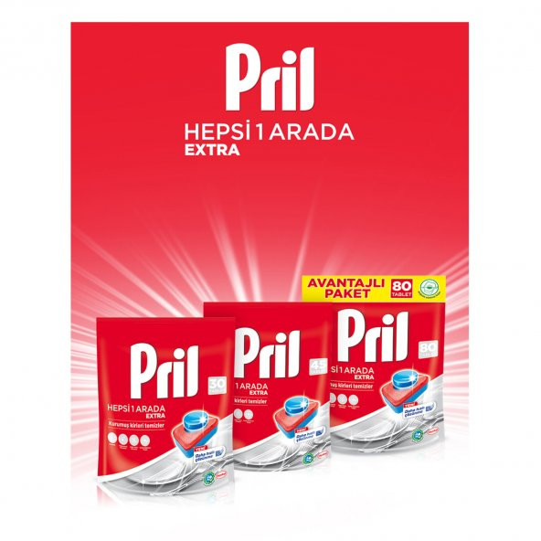 Pril Hepsi Bir Arada Extra Bulaşık Makine Deterjanı 80 Tablet - 2